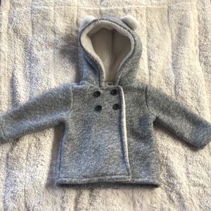 Gray exterior/white interior toddler peacoat